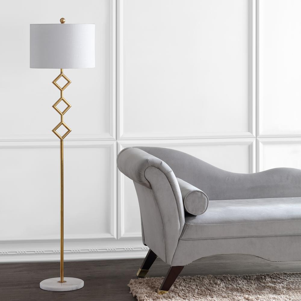 Diamante Modern Gilt Metal with Marble Based LED Floor Lamp. Picture 6