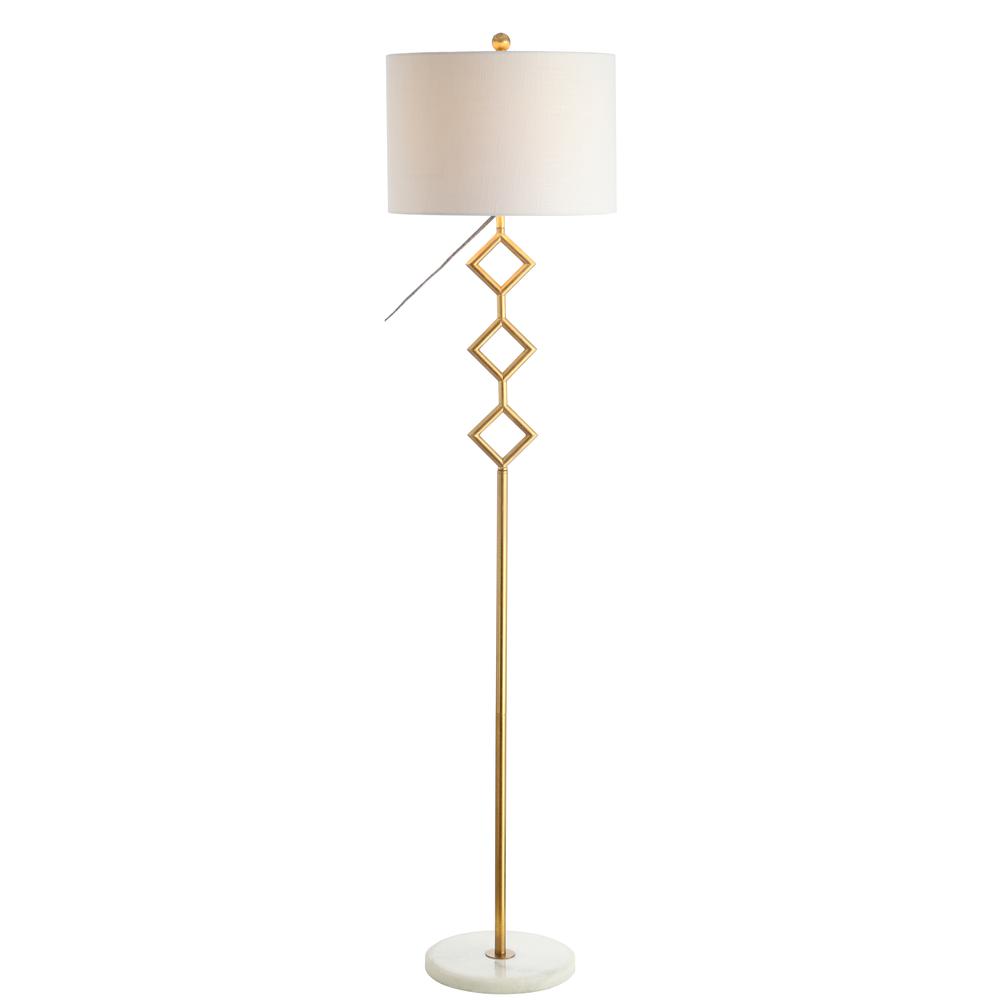 Diamante Modern Gilt Metal with Marble Based LED Floor Lamp. Picture 1