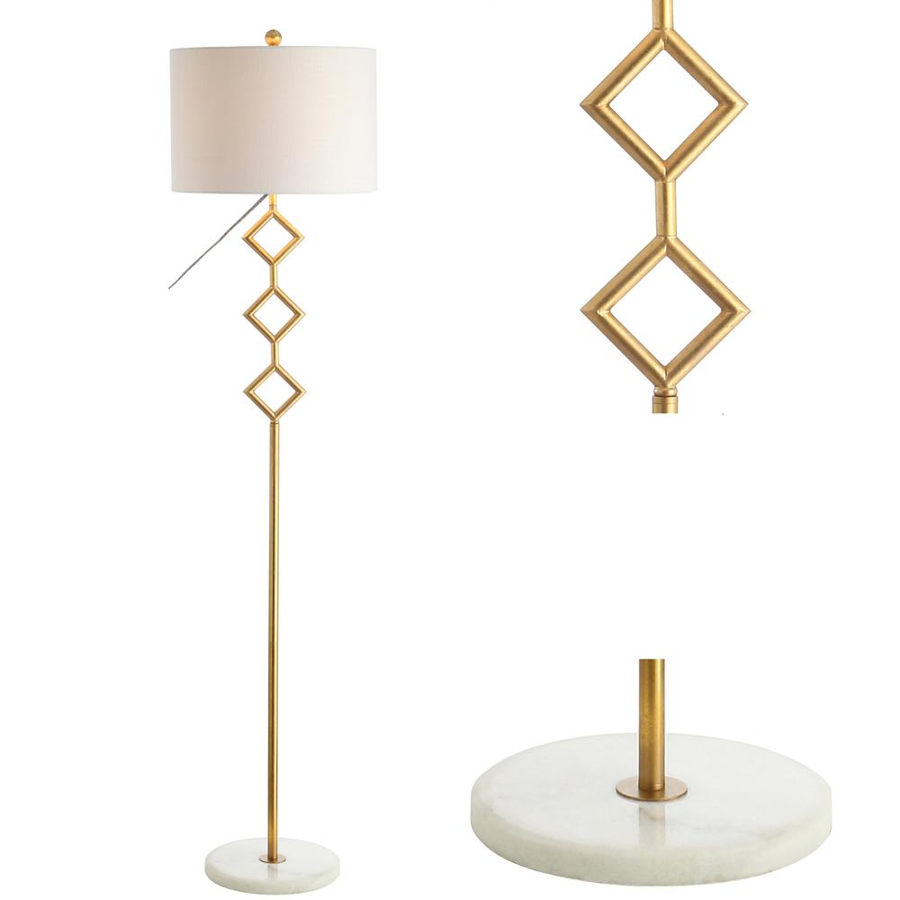 Diamante Modern Gilt Metal with Marble Based LED Floor Lamp. Picture 7