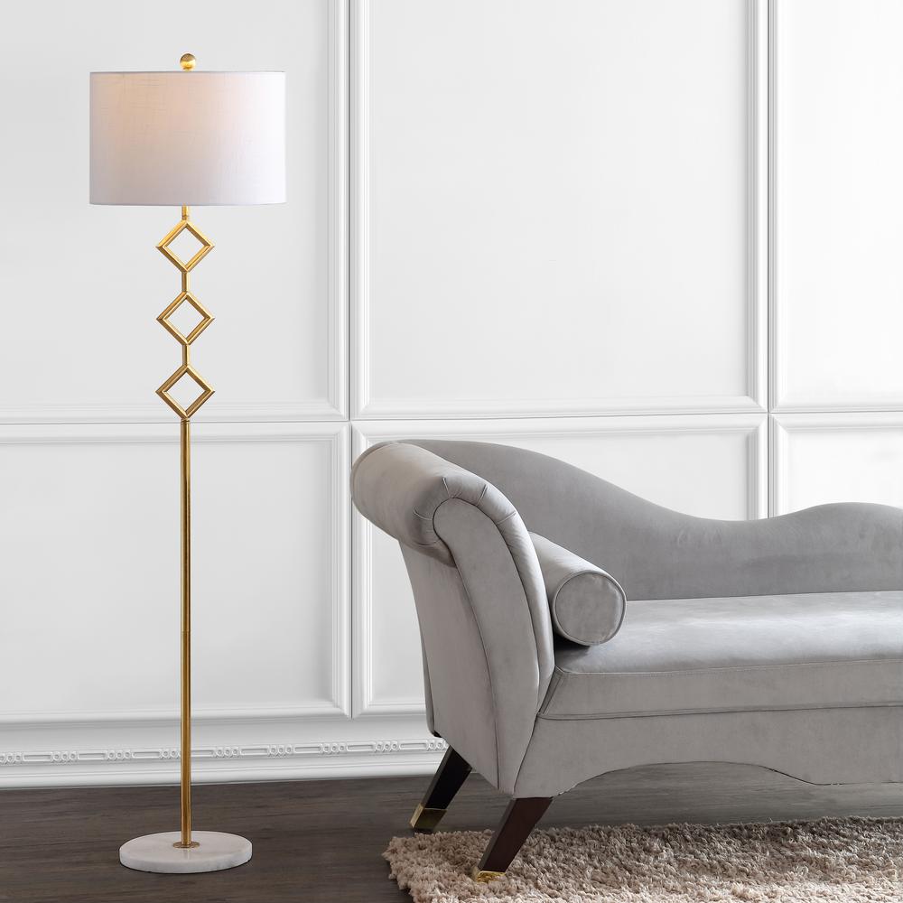 Diamante Modern Gilt Metal with Marble Based LED Floor Lamp. Picture 5