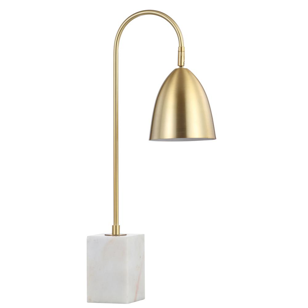Ana Gold Arched Metal with Marble Base LED Table Lamp. Picture 2