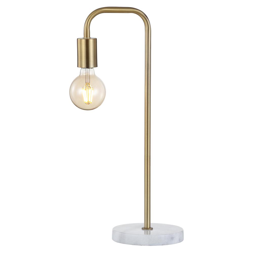 Axel Minimalist Glam Gold Pipe Metal/Marble LED Table Lamp. Picture 1