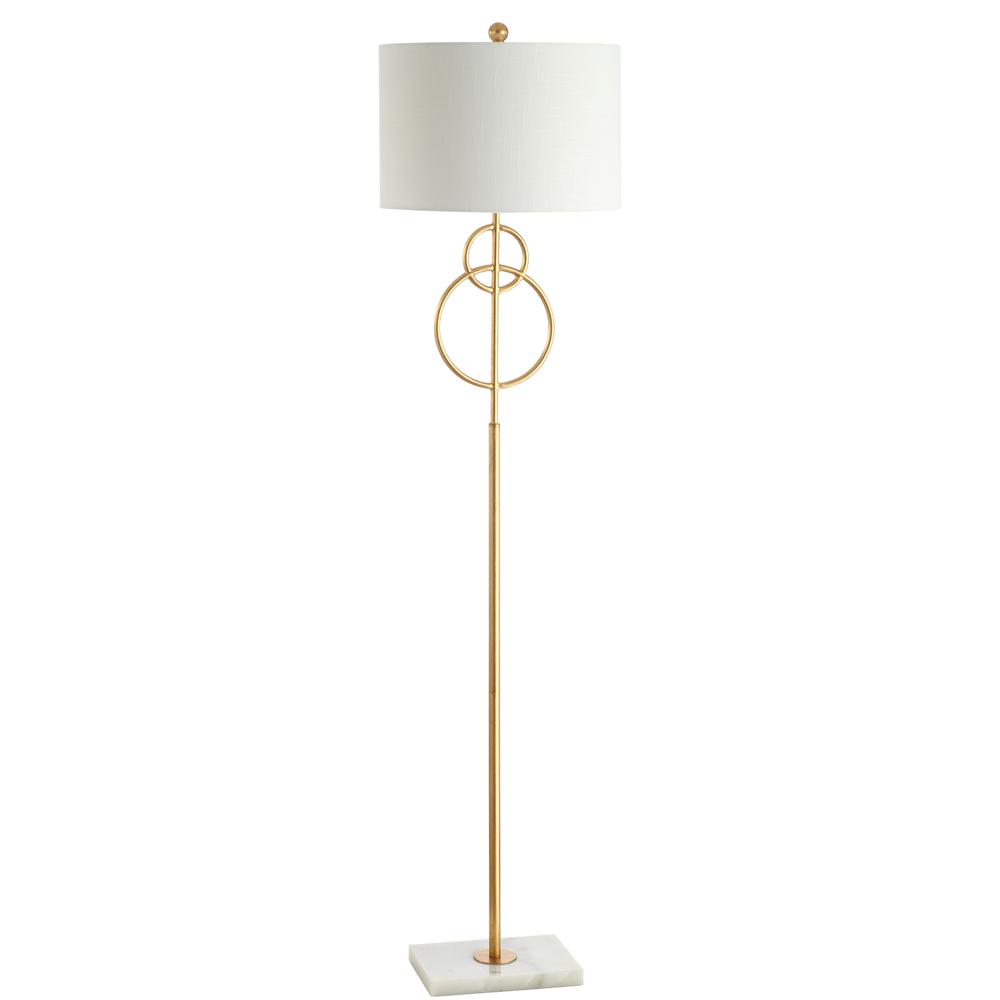 Haines Modern Circle Marble/Metal LED Floor Lamp. Picture 2