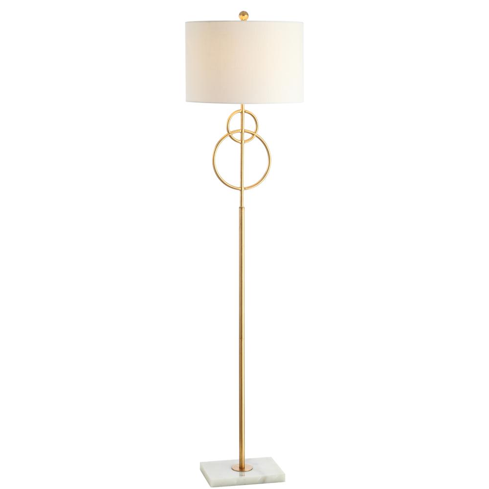 Haines Modern Circle Marble/Metal LED Floor Lamp. Picture 1