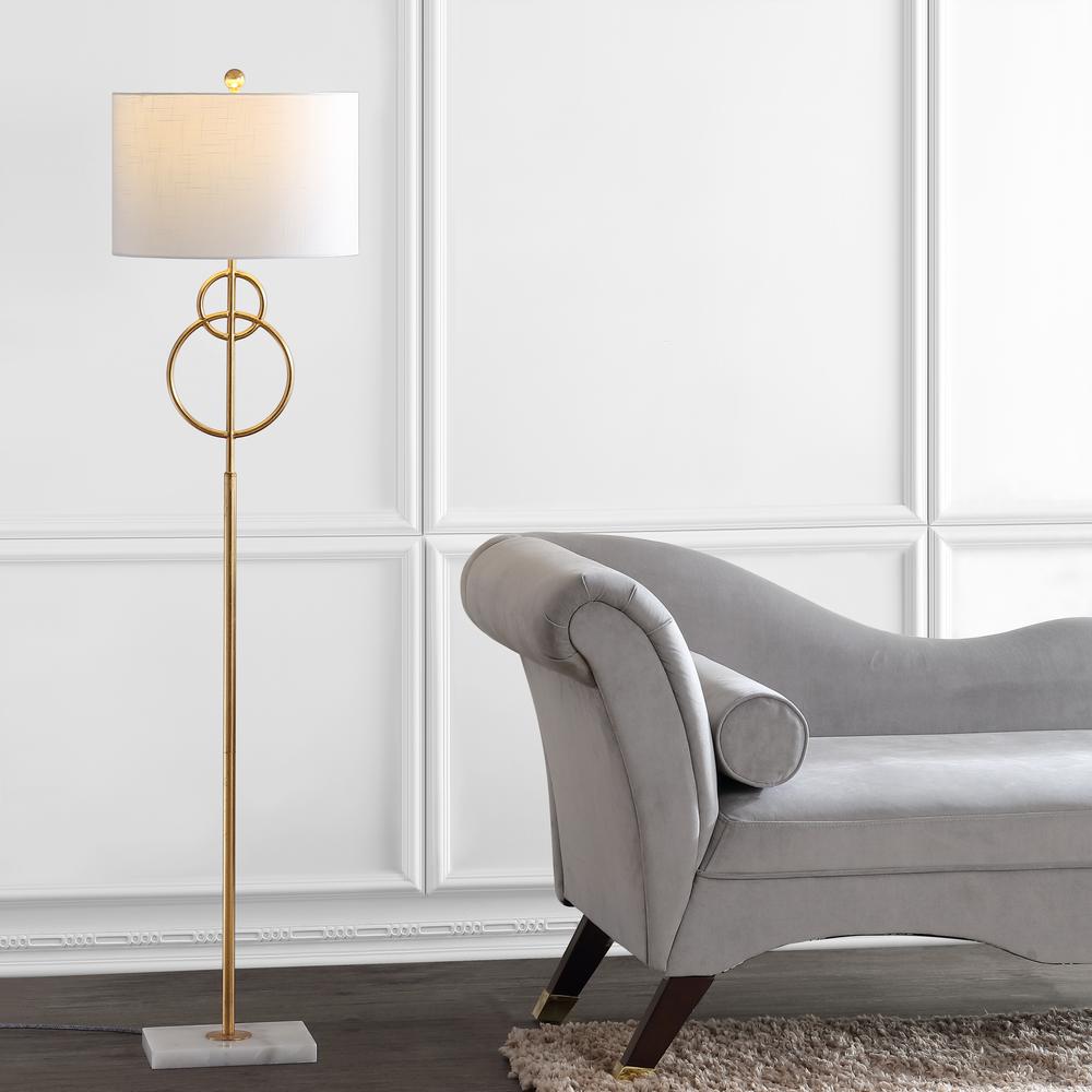 Haines Modern Circle Marble/Metal LED Floor Lamp. Picture 5