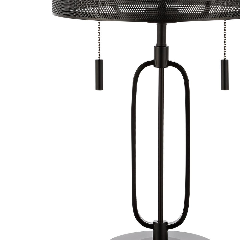 Hank Industrial Farmhouse Iron LED Table Lamp with USB Charging Port. Picture 2
