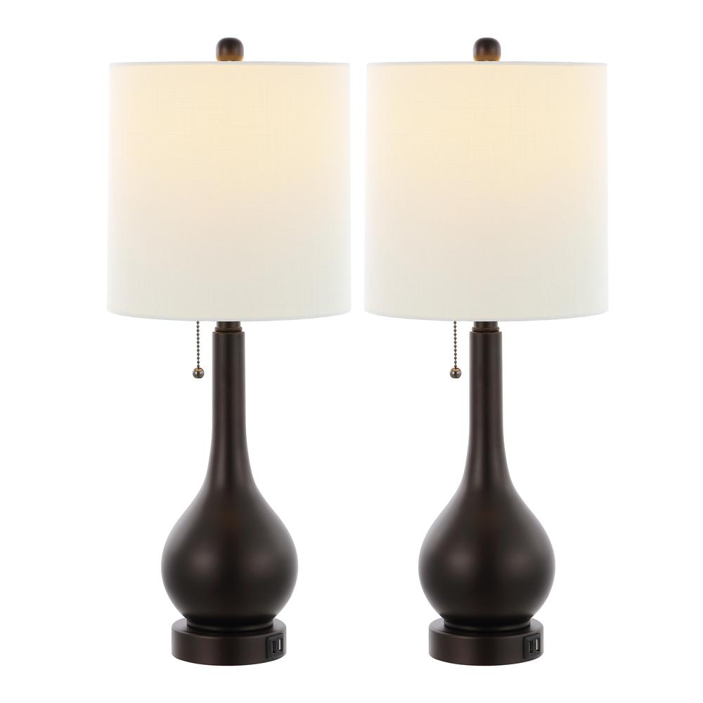 Tyler Modern Classic Gourd Iron LED Table Lamp with Pull Chain (Set of 2). Picture 1