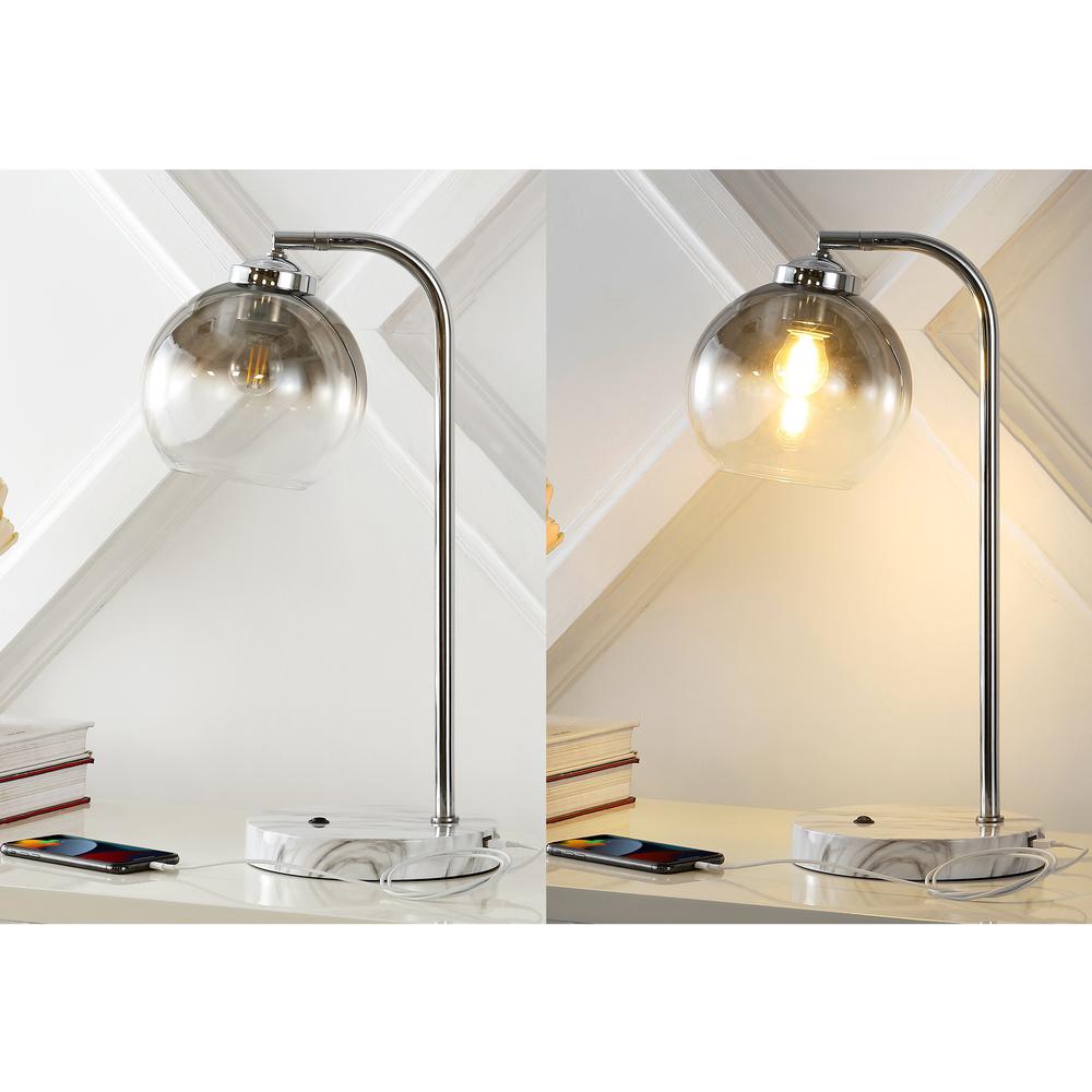 Ada Industrial Contemporary Iron/Glass LED Task Lamp with USB Charging Port. Picture 7