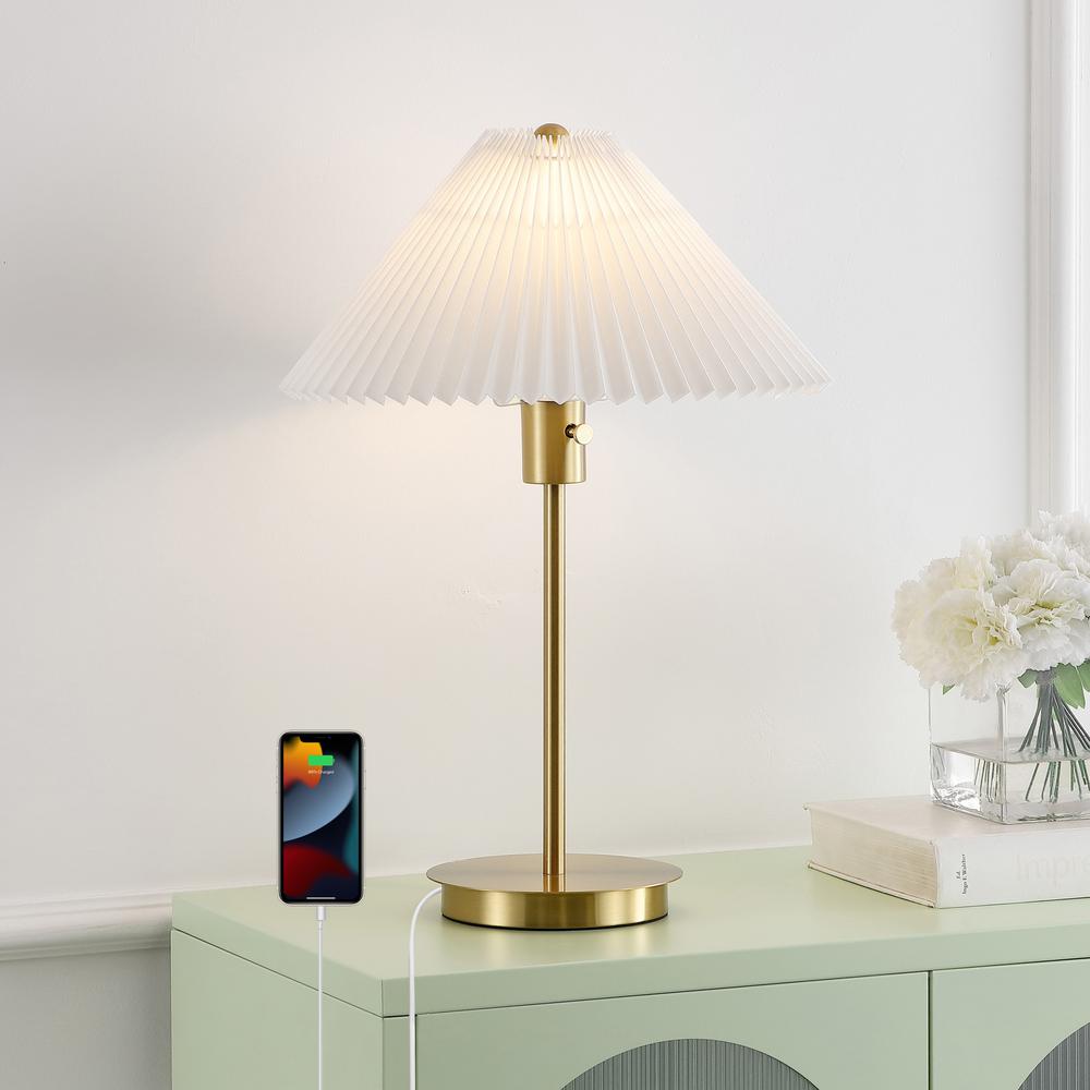 Freida Modern Glam Metal Column Led Table Lamp. Picture 3