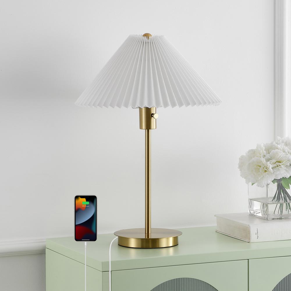 Freida Modern Glam Metal Column Led Table Lamp. Picture 4