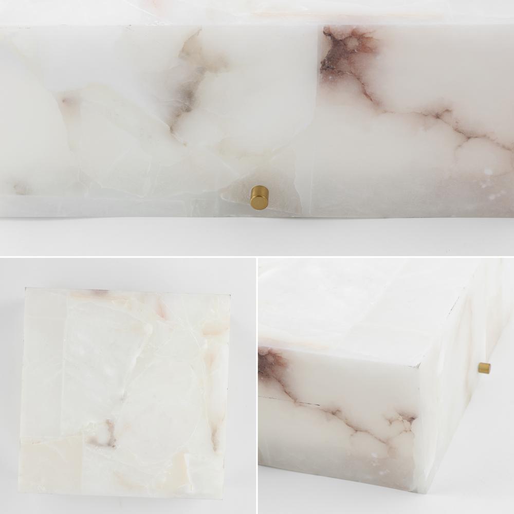 Alessia 1-Light Modern Contemporary Alabaster/Iron Cube Led Semi Flush Mount. Picture 4