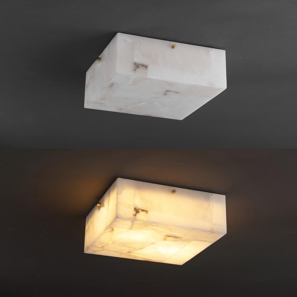 Alessia 1-Light Modern Contemporary Alabaster/Iron Cube Led Semi Flush Mount. Picture 6
