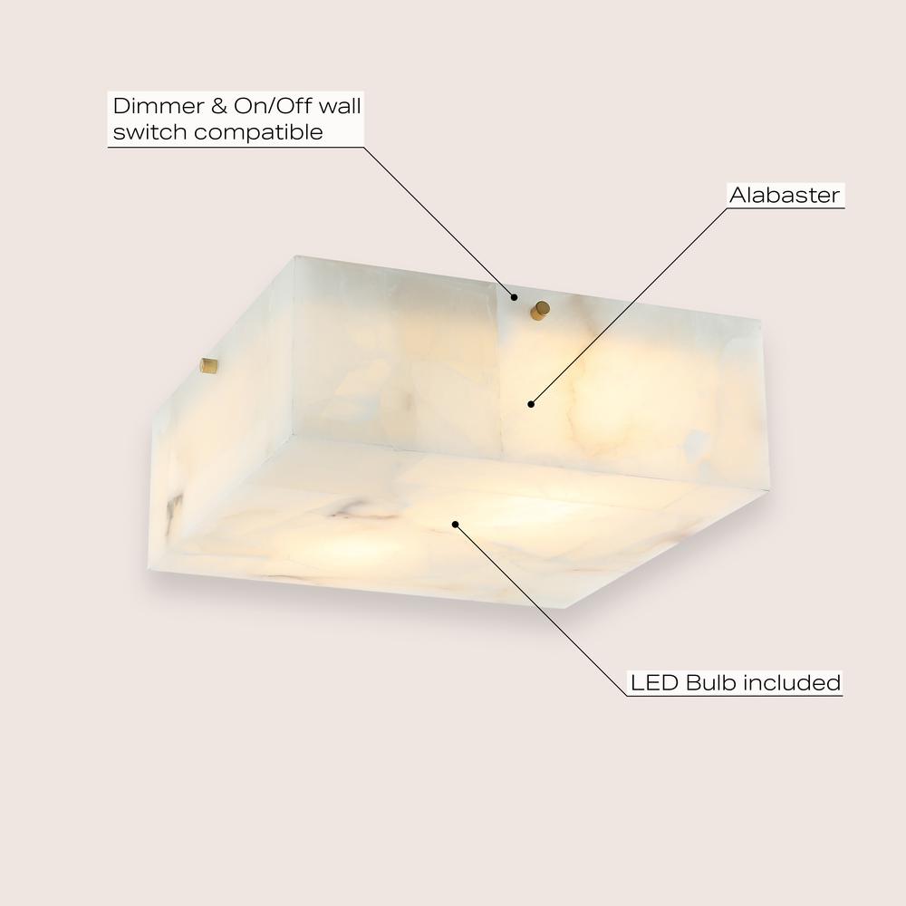 Alessia 1-Light Modern Contemporary Alabaster/Iron Cube Led Semi Flush Mount. Picture 5