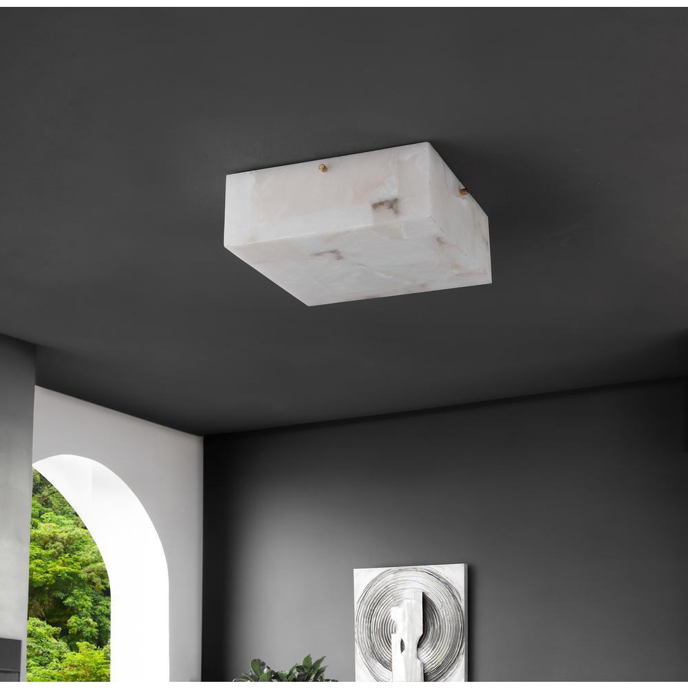 Alessia 1-Light Modern Contemporary Alabaster/Iron Cube Led Semi Flush Mount. Picture 8