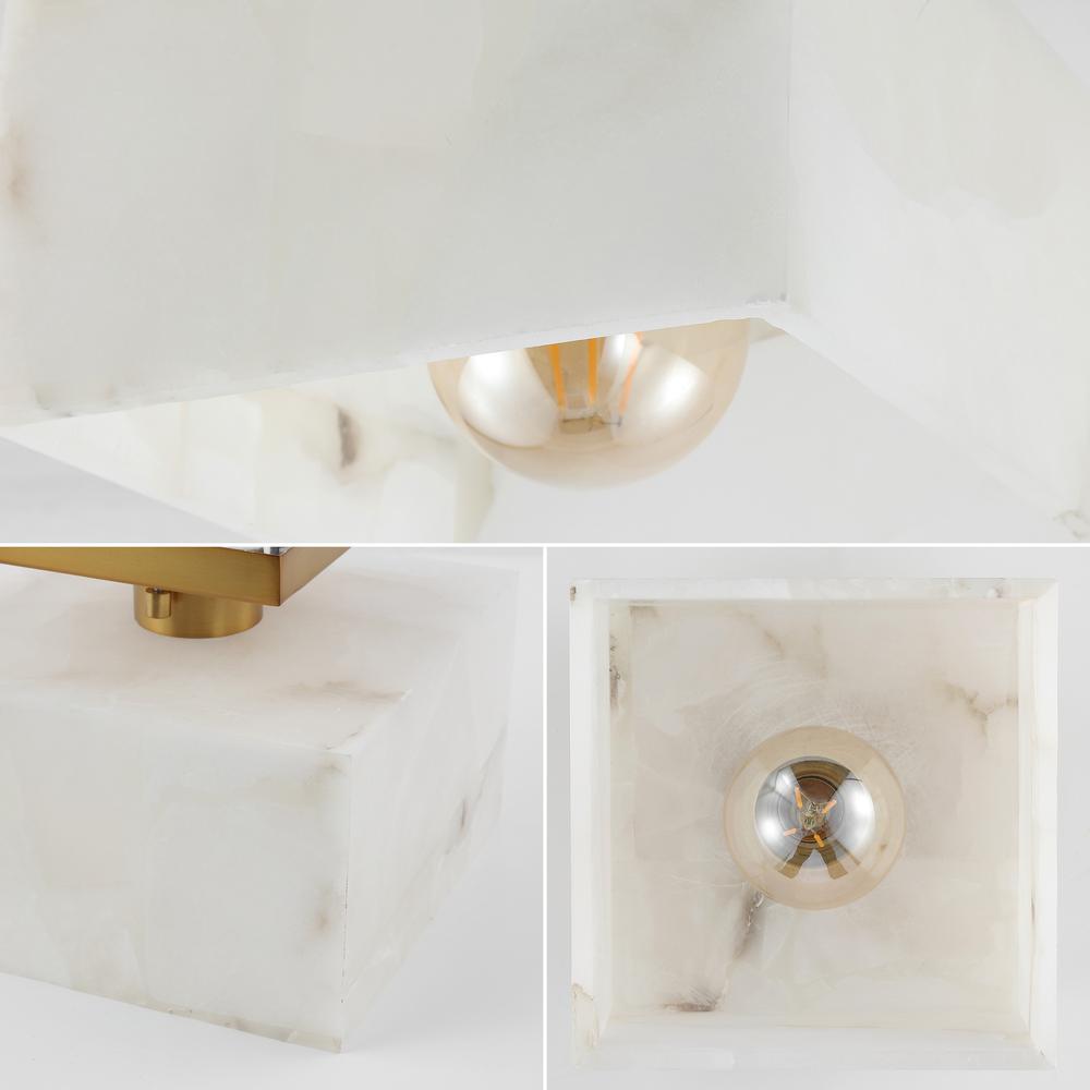 Tessa 1-Light Modern Contemporary Alabaster/Iron Hexagonal Led Semi Flush Mount. Picture 4