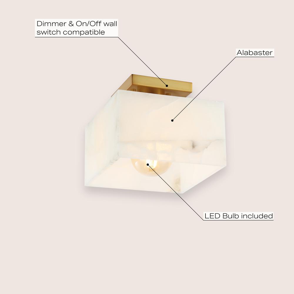 Tessa 1-Light Modern Contemporary Alabaster/Iron Hexagonal Led Semi Flush Mount. Picture 5