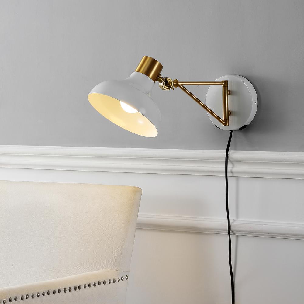 Lynn Swing Arm Modern Midcentury Iron USB Charging Port LED Sconce. Picture 12