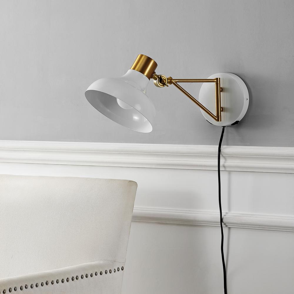 Lynn Swing Arm Modern Midcentury Iron USB Charging Port LED Sconce. Picture 10
