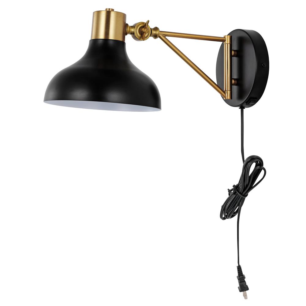 Lynn Swing Arm Modern Midcentury Iron USB Charging Port LED Sconce. Picture 2