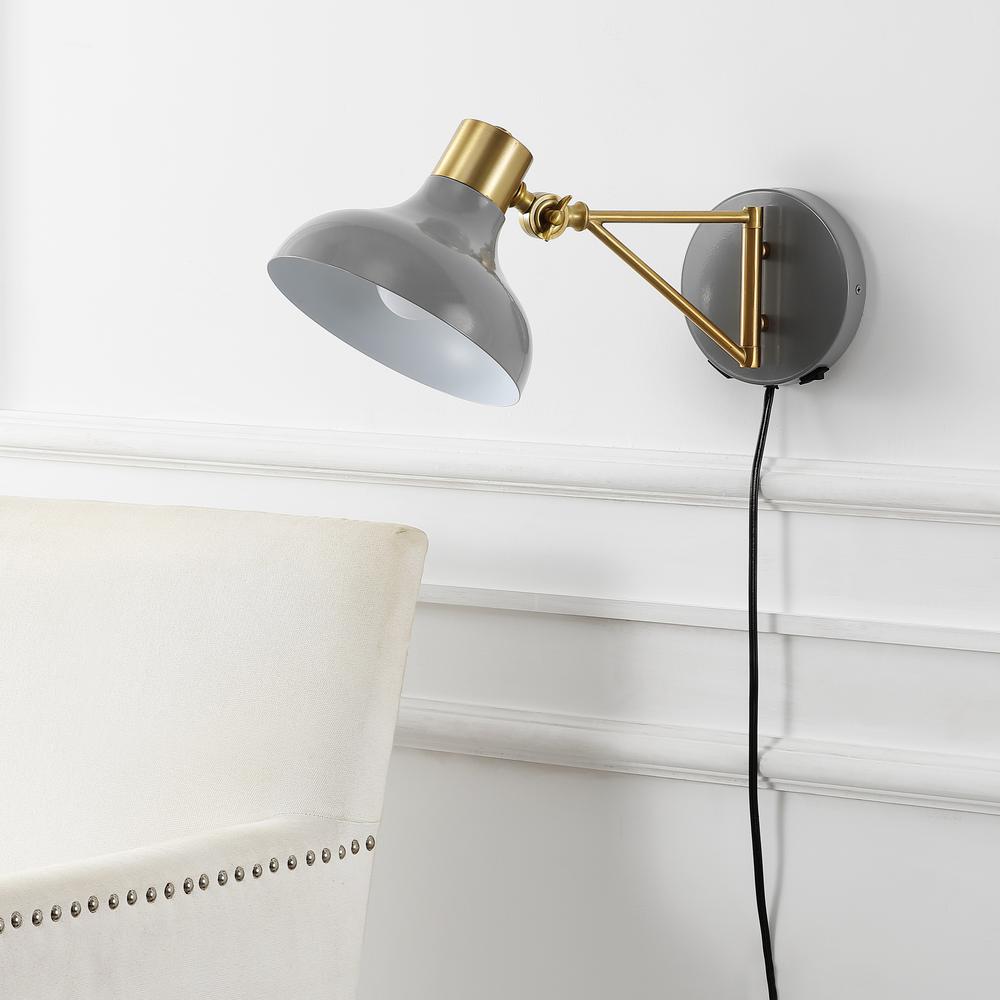 Lynn Swing Arm Modern Midcentury Iron USB Charging Port LED Sconce. Picture 8