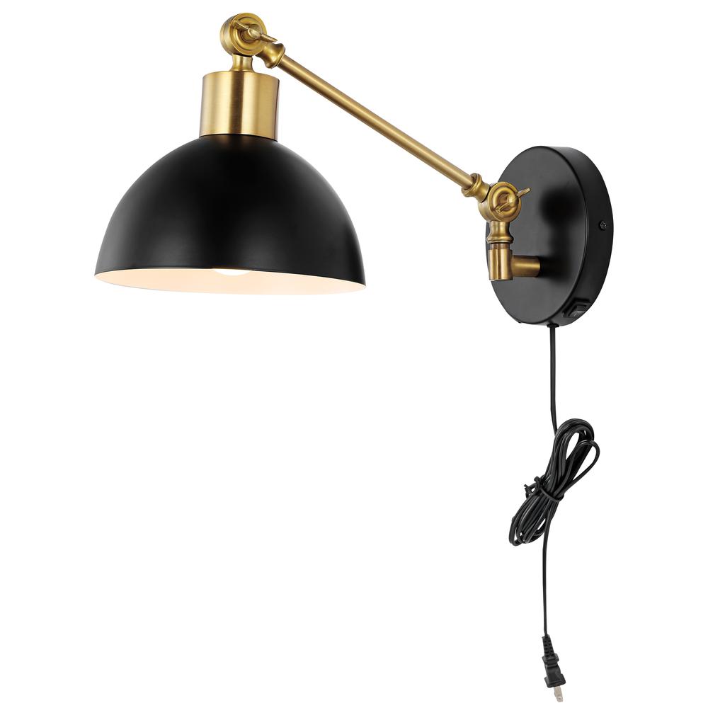 Lisa Swing Arm Modern Midcentury Iron USB Charging Port LED Sconce. Picture 1
