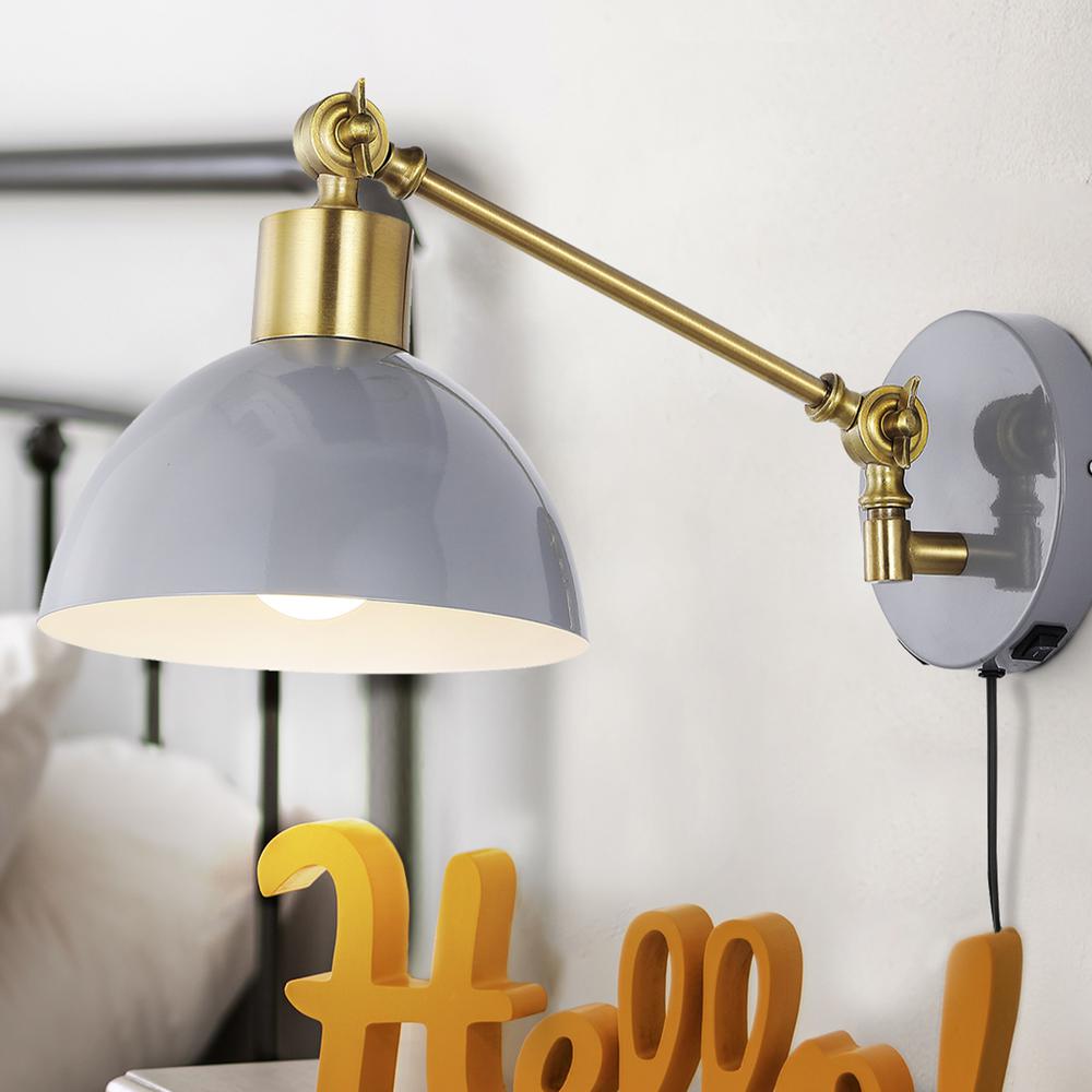 Lisa Swing Arm Modern Midcentury Iron USB Charging Port LED Sconce. Picture 11