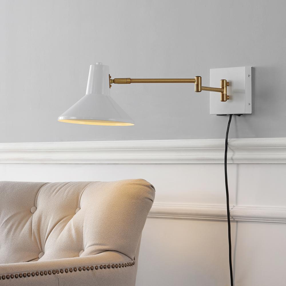 Hygge Swing Arm Modern Midcentury Iron USB Charging Port LED Sconce. Picture 12