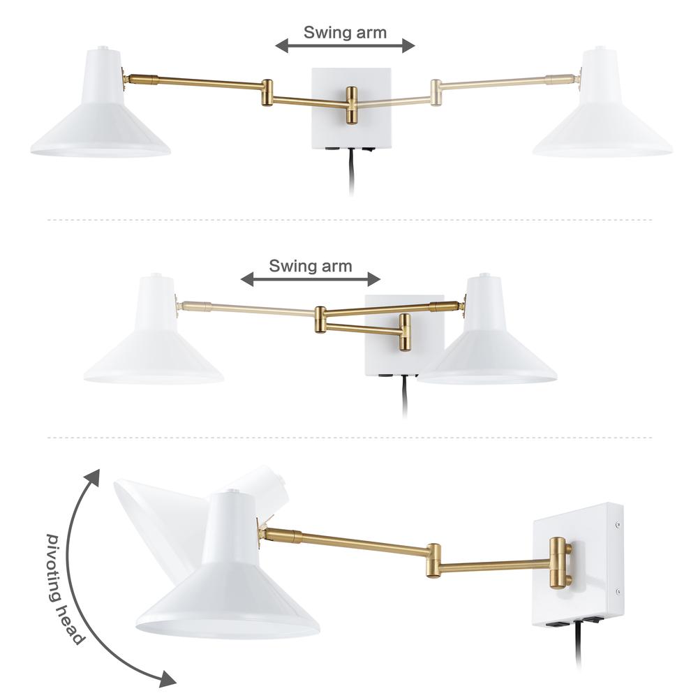 Hygge Swing Arm Modern Midcentury Iron USB Charging Port LED Sconce. Picture 9