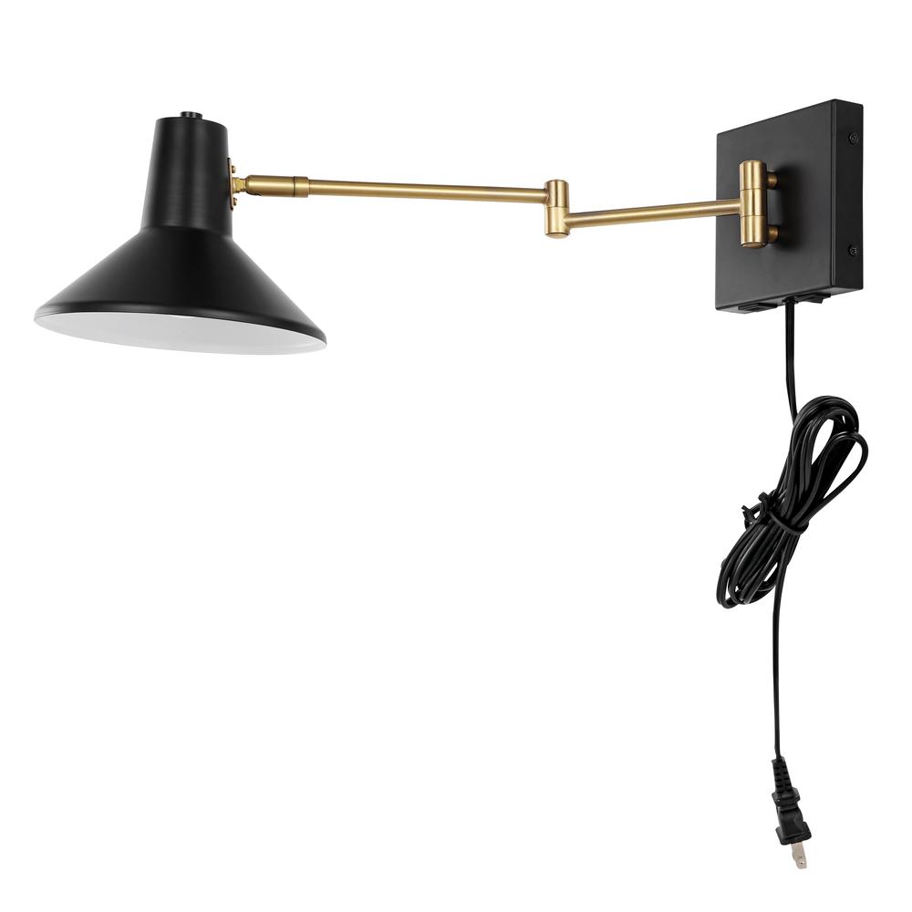 Hygge Swing Arm Modern Midcentury Iron USB Charging Port LED Sconce. Picture 2
