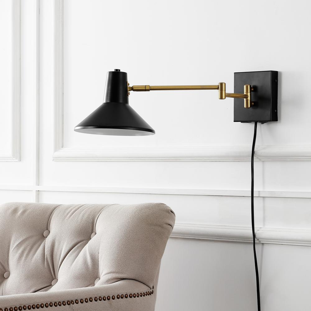 Hygge Swing Arm Modern Midcentury Iron USB Charging Port LED Sconce. Picture 8