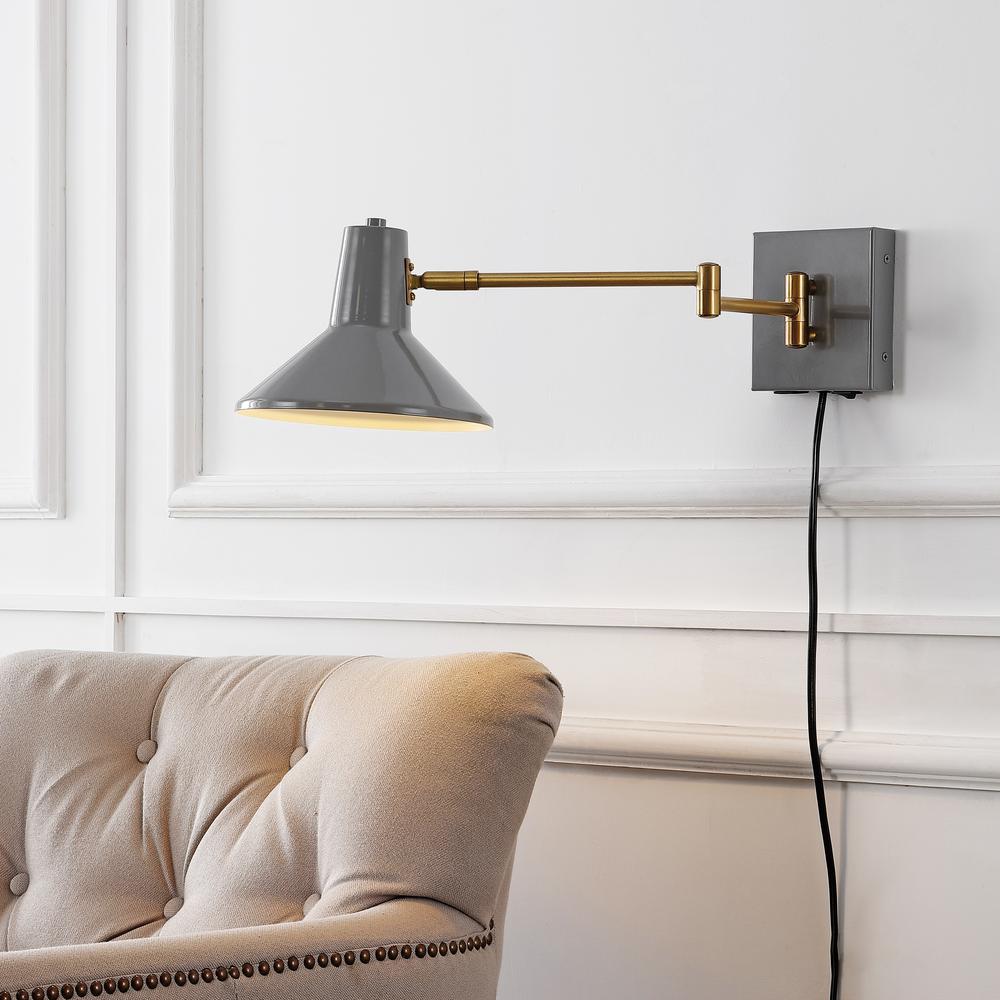 Hygge Swing Arm Modern Midcentury Iron USB Charging Port LED Sconce. Picture 10