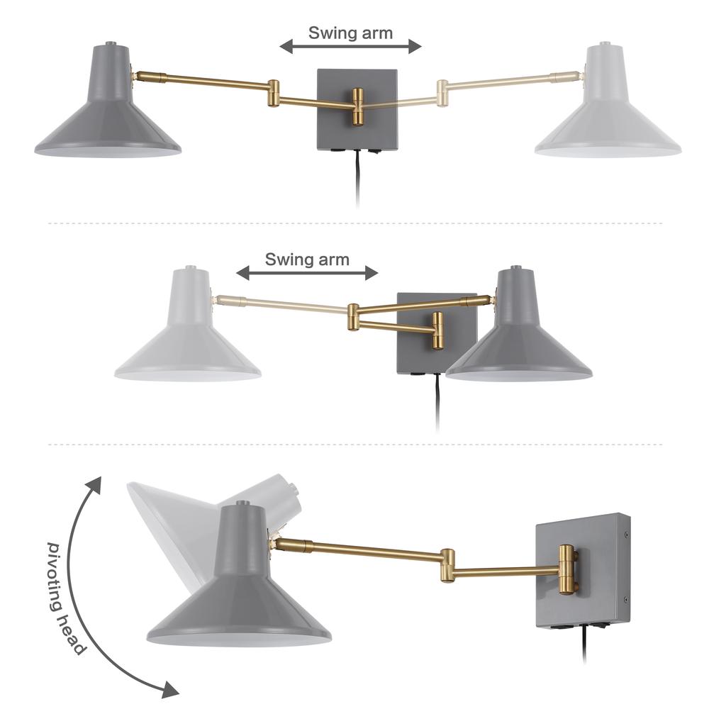 Hygge Swing Arm Modern Midcentury Iron USB Charging Port LED Sconce. Picture 7