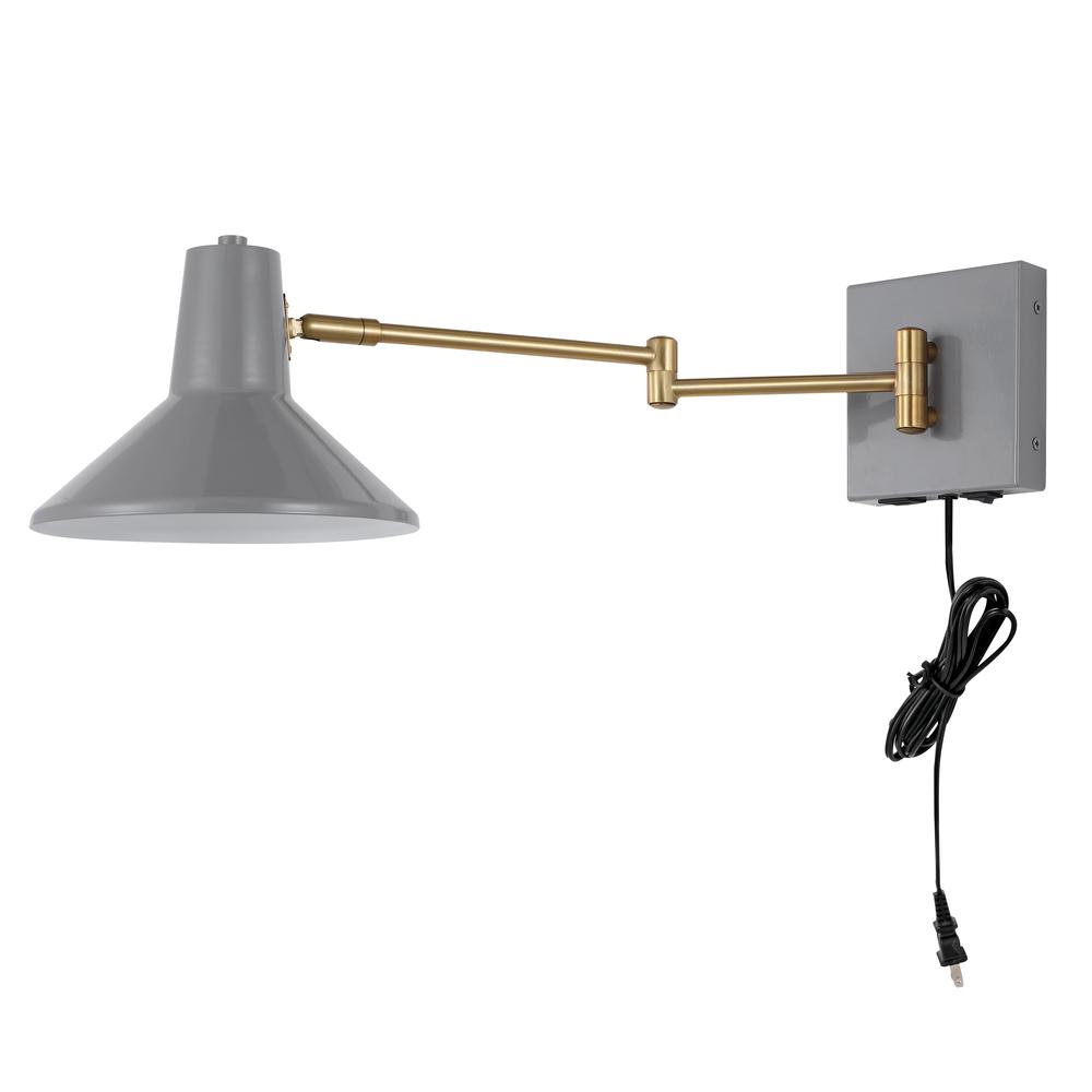 Hygge Swing Arm Modern Midcentury Iron USB Charging Port LED Sconce. Picture 2