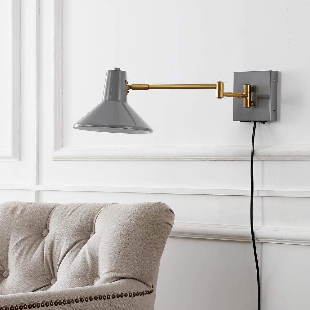 Hygge Swing Arm Modern Midcentury Iron USB Charging Port LED Sconce. Picture 8