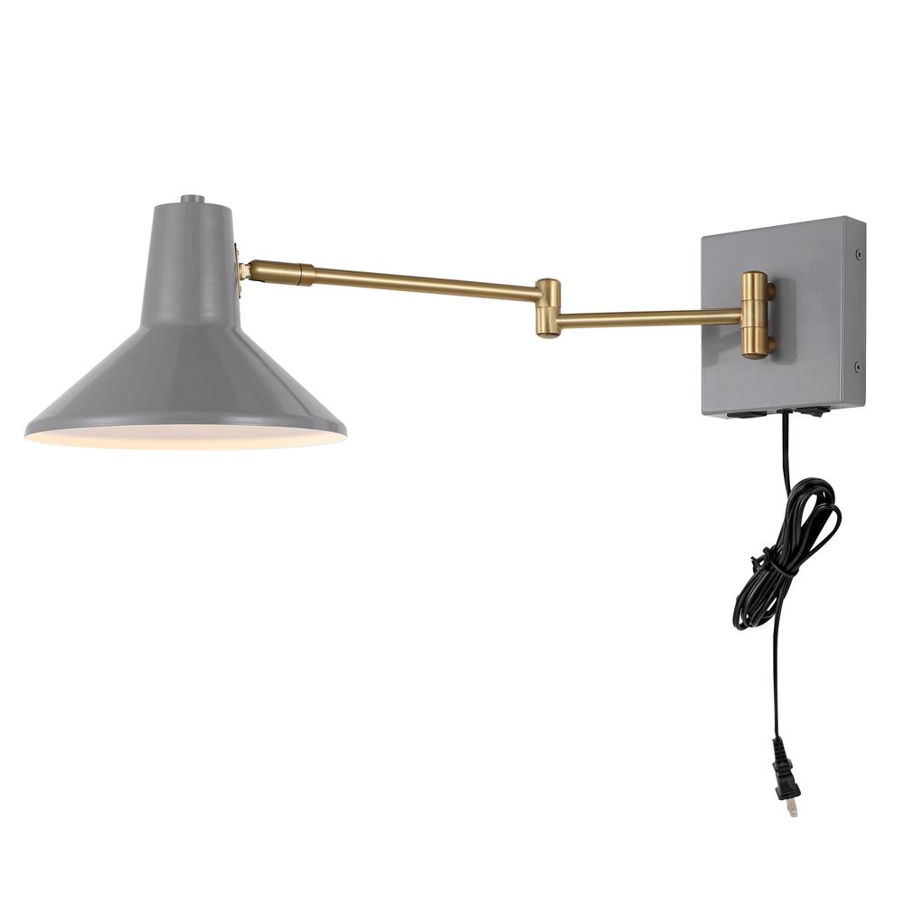 Hygge Swing Arm Modern Midcentury Iron USB Charging Port LED Sconce. Picture 1