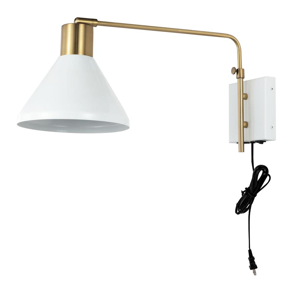 Max Swing Arm Modern Midcentury Iron USB Charging Port LED Sconce. Picture 2