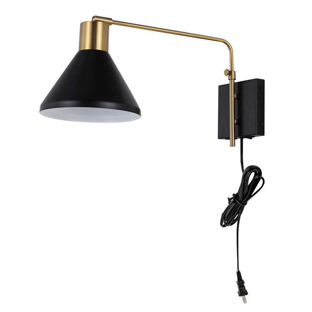 Max Swing Arm Modern Midcentury Iron USB Charging Port LED Sconce. Picture 2