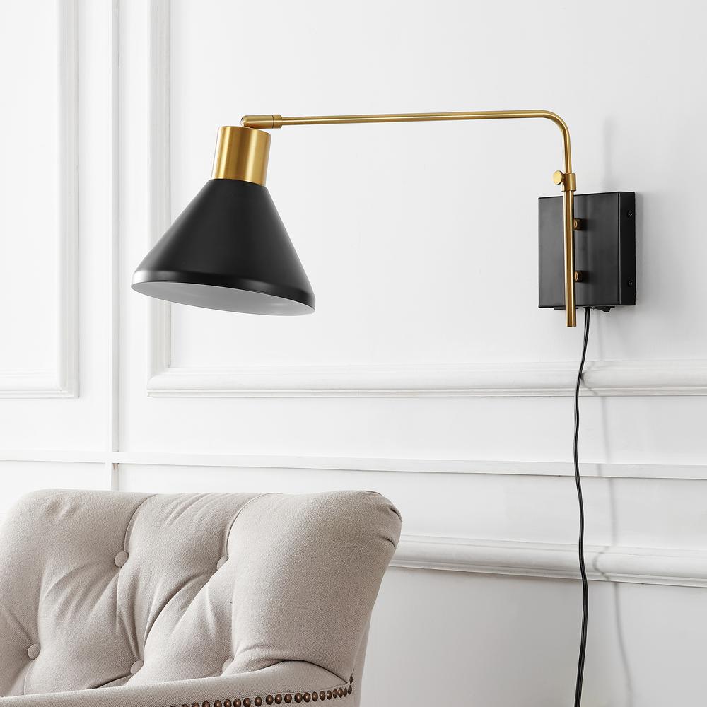 Max Swing Arm Modern Midcentury Iron USB Charging Port LED Sconce. Picture 8