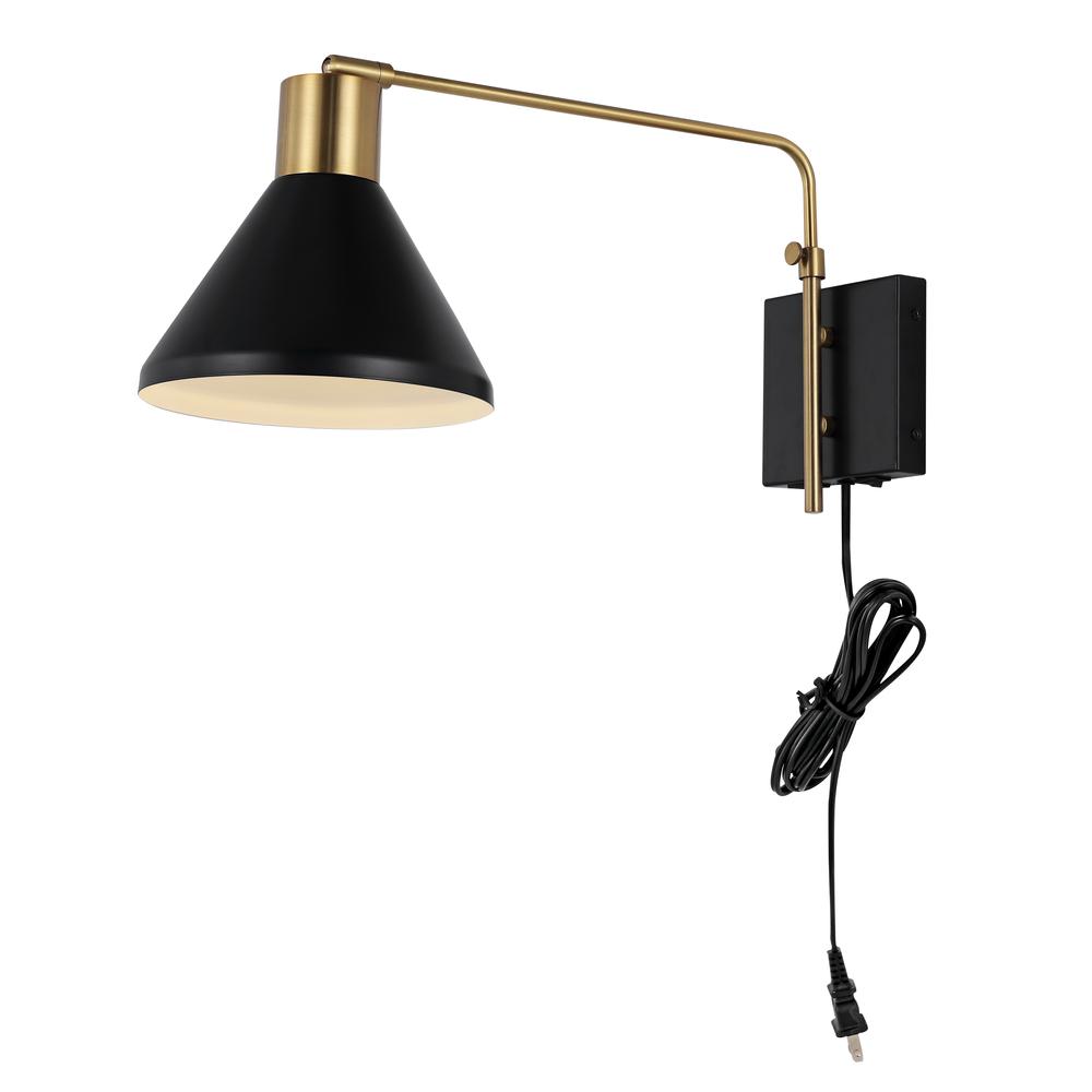 Max Swing Arm Modern Midcentury Iron USB Charging Port LED Sconce. Picture 1