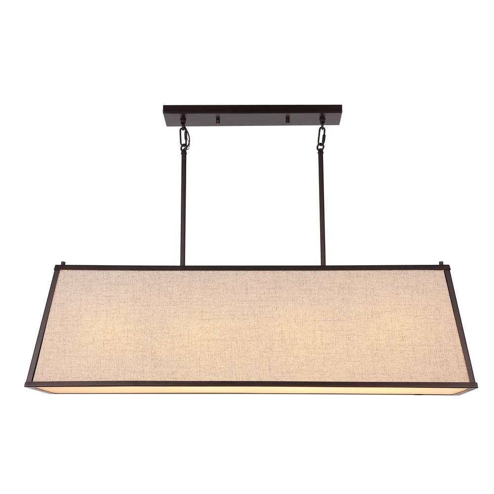 Crosby Minimalist Industrial Trapezoidal Linen Iron Linear LED Pendant. Picture 1