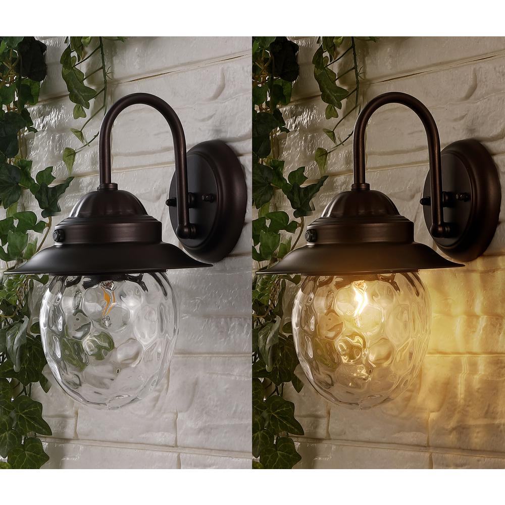 Rodanthe Farmhouse Industrial Iron/Glass Outdoor LED Sconce. Picture 7