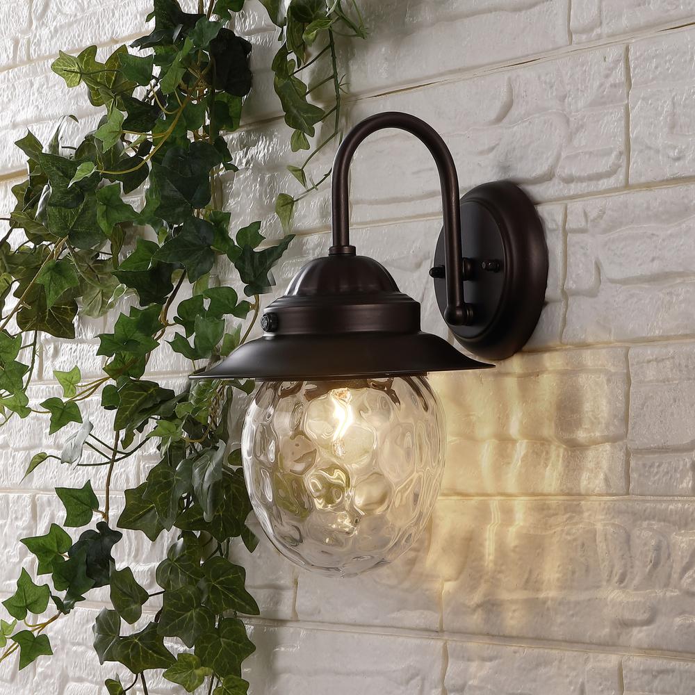 Rodanthe Farmhouse Industrial Iron/Glass Outdoor LED Sconce. Picture 5