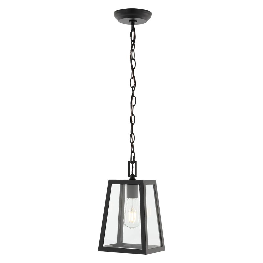 Glendale Farmhouse Industrial Iron/Glass Outdoor LED Pendant. Picture 5