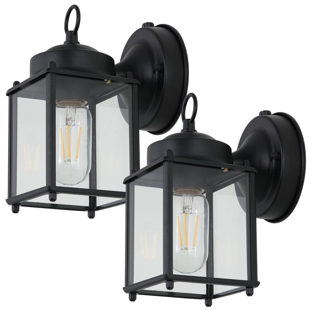 Boston Farmhouse Industrial Iron/Glass Outdoor LED Sconce. Picture 1