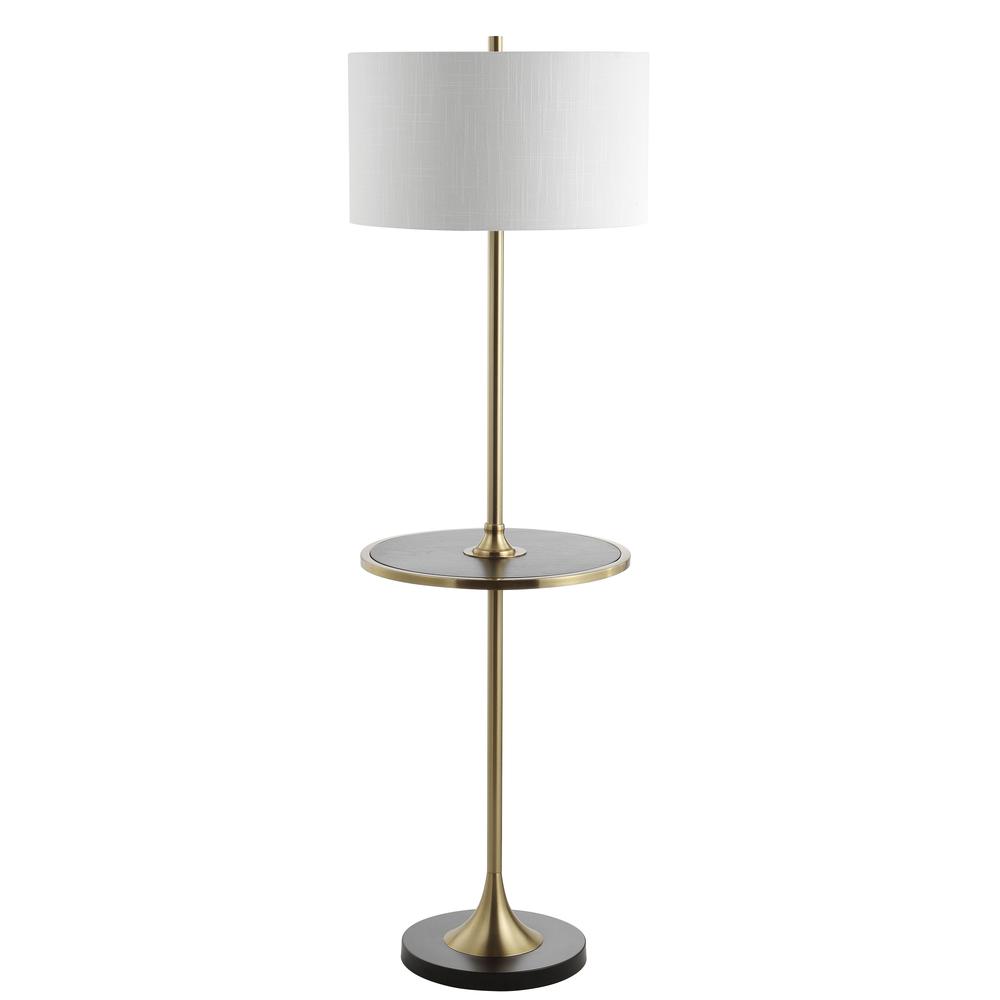 Luce Metal/Wood LED Floor Lamp with Table. Picture 2