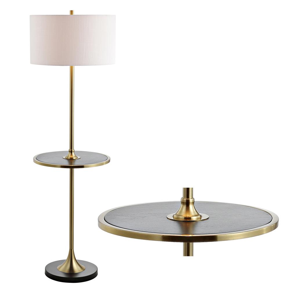 Luce Metal/Wood LED Floor Lamp with Table. Picture 7