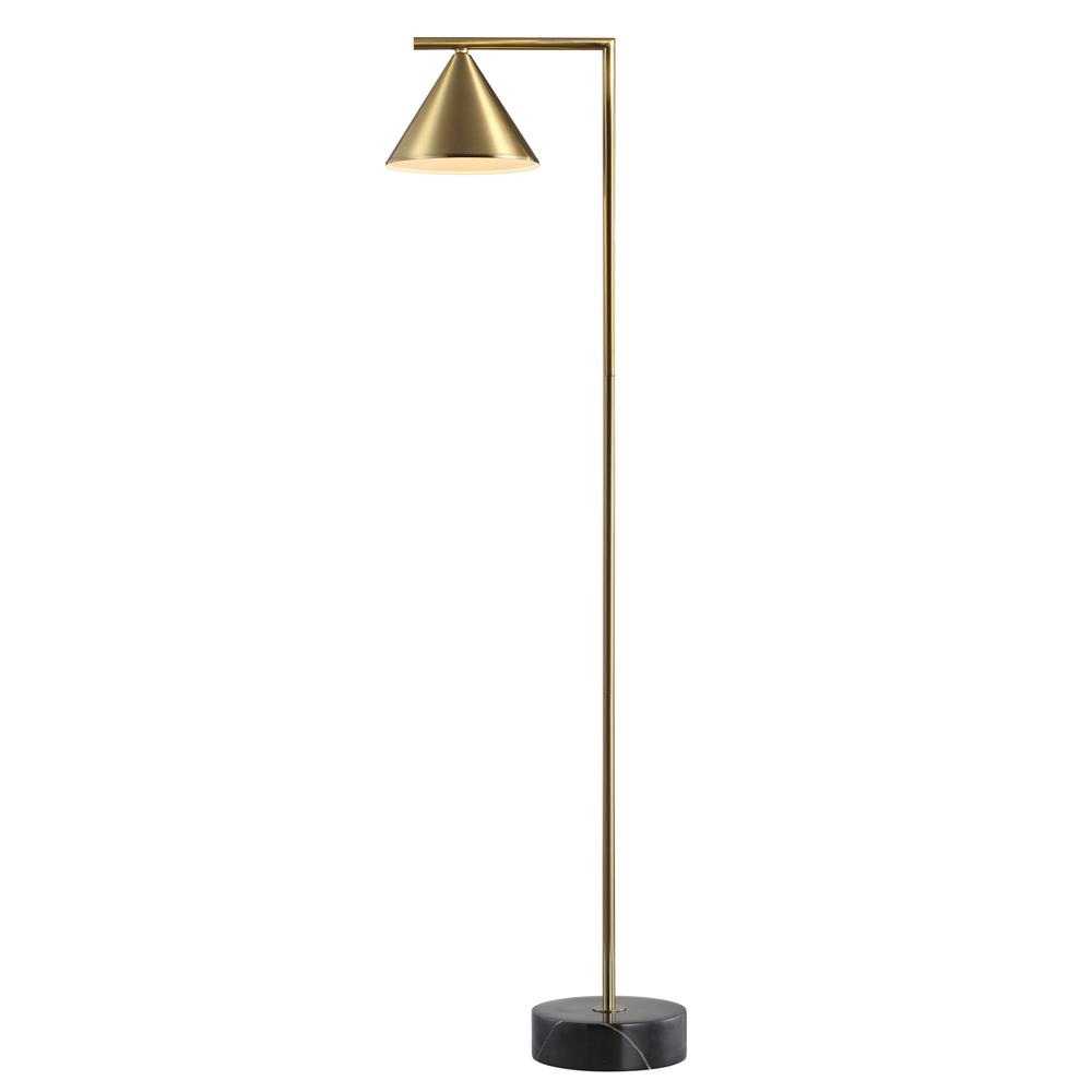 Chelsea Metal/Marble Cone Shade LED Floor Lamp. Picture 1
