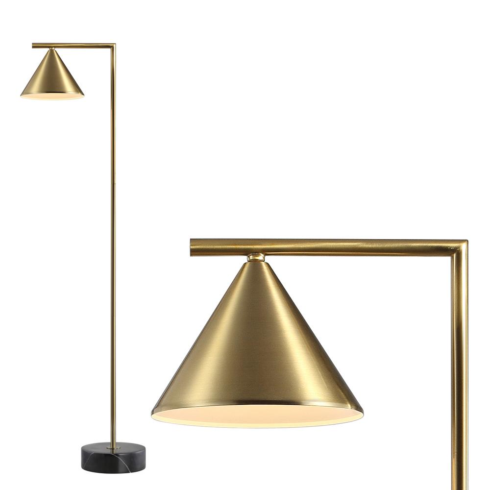 Chelsea Metal/Marble Cone Shade LED Floor Lamp. Picture 7