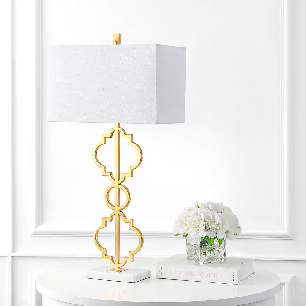 Selina Iron Ogee Trellis Modern LED Table Lamp. Picture 6