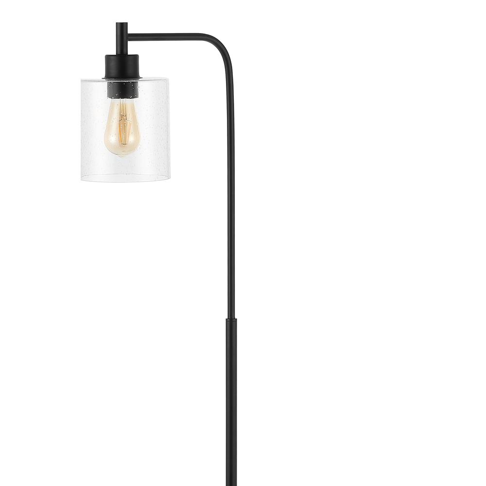 Axel Modern Iron/Seeded Glass Farmhouse Industrial Led Floor Lamp. Picture 3